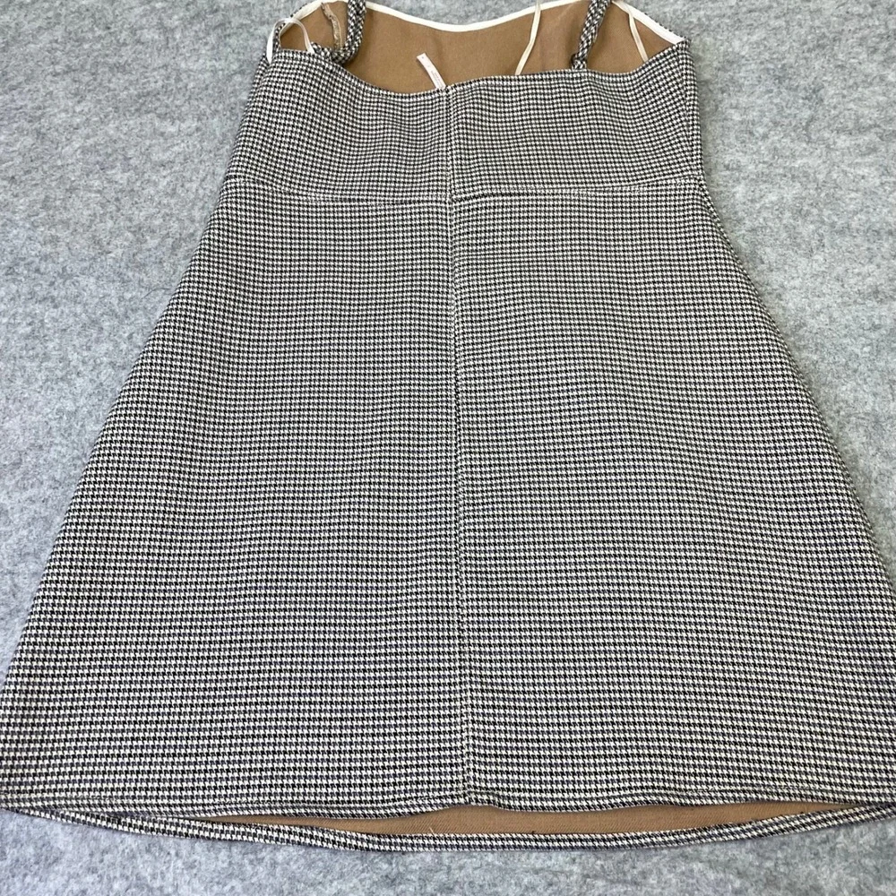 Free People Houndstooth Mini Dress Buckle Waist Spaghetti Strap Size 4